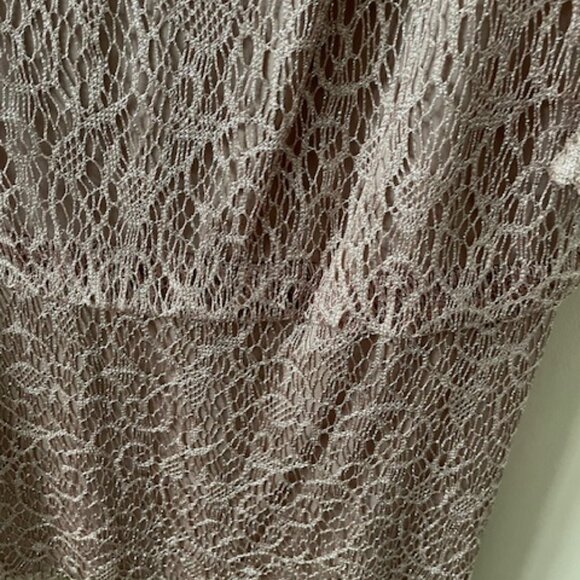 Laura - "Party dress  - taupe/blush colour  - metallic threads -lace- size 18 - Picture 6 of 11